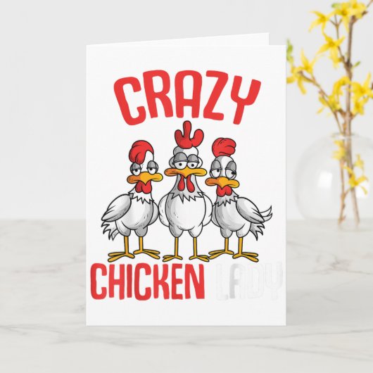Crazy Chicken Lady Vrouwen _1  Kaart (Gele Bloem)