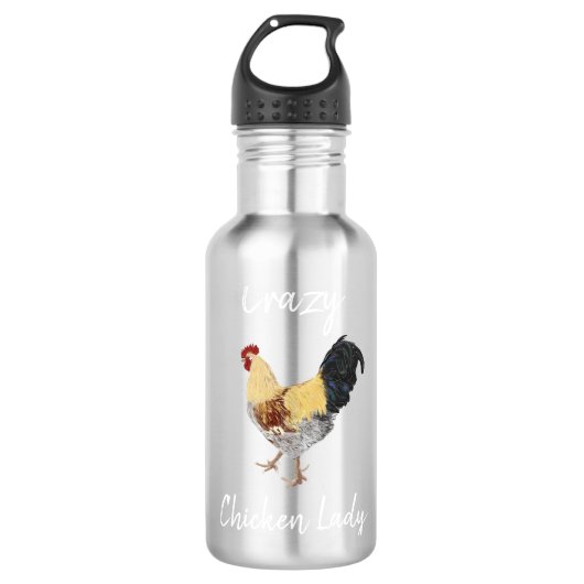Crazy Chicken Lady Water Bottle Waterfles (Voorkant)