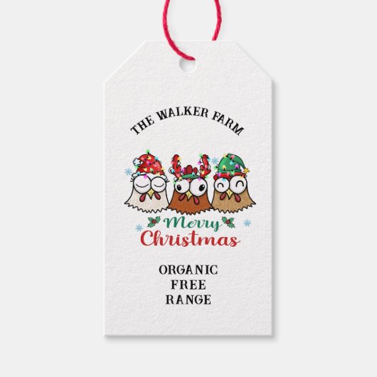 Crazy Chicken Merry Christmas Egg Carton Cadeaulabel (Voorkant)