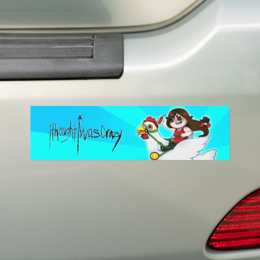 Crazy Chicken Ride en Logo Banner Bumpersticker (Op auto)