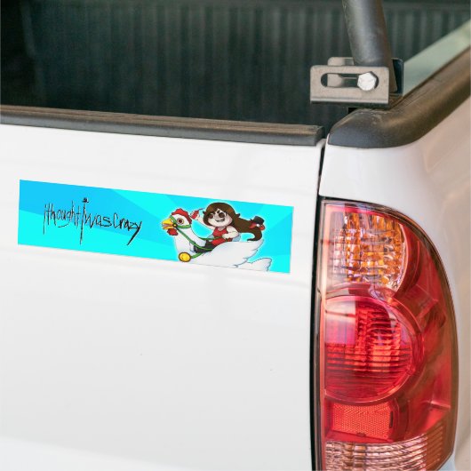 Crazy Chicken Ride en Logo Banner Bumpersticker (Op Truck)