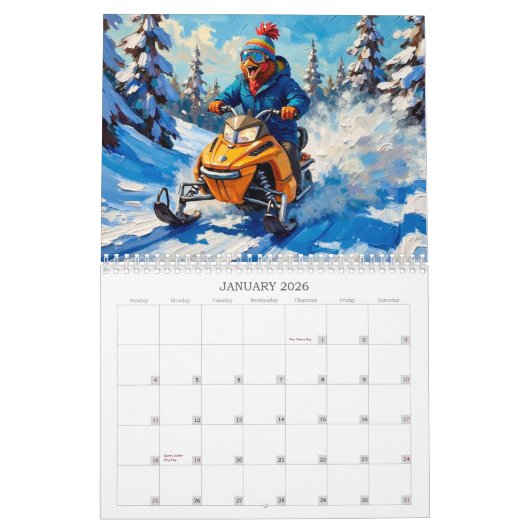 Crazy Chickens 2026 Calendar Kalender (Jan 2026)