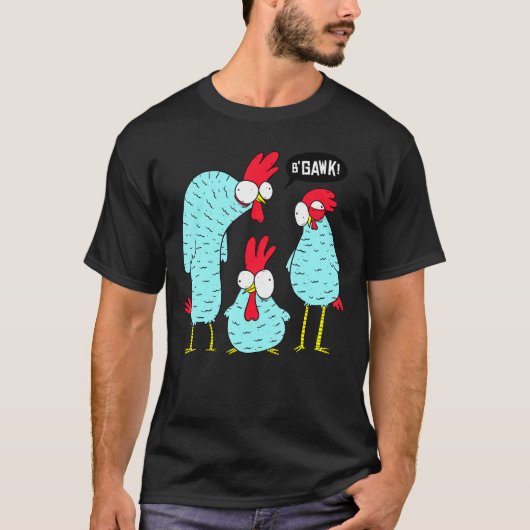 Crazy Chickens Three Chicken Farmer Graphic T-shirt (Voorkant)