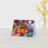 Crazy Chickens Vingerpoppen Craft Notecards Kaart (Gele Bloem)