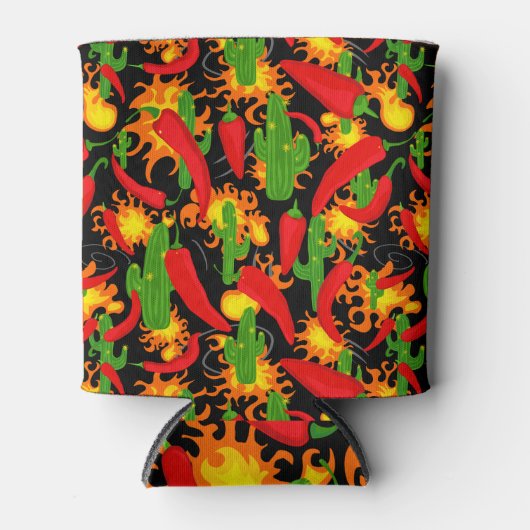 Crazy Chili Peppers, Cactus en Vuur Blikjeskoeler (Voorkant)