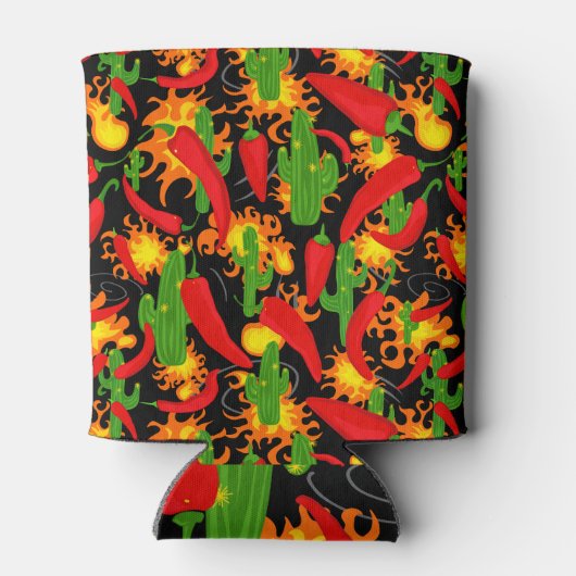 Crazy Chili Peppers, Cactus en Vuur Blikjeskoeler (Achterkant)