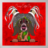 Crazy Chinese Crested Dog gezicht met de hand gesc Poster (Voorkant)