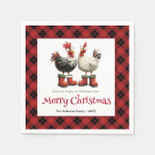 Crazy Christmas chickens napkin editable name set Servet (Voorkant)