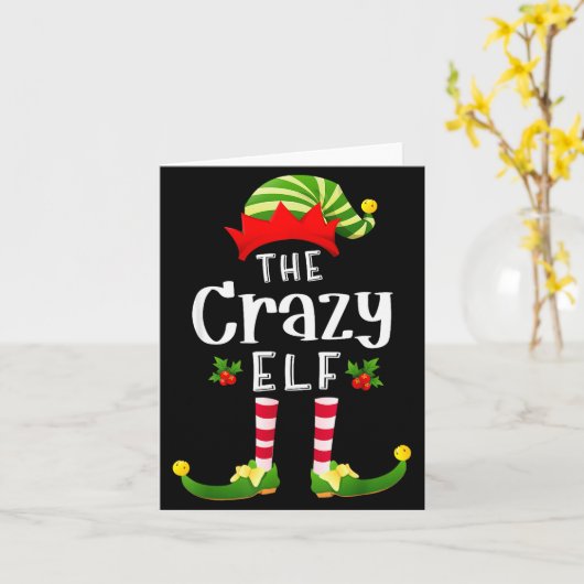 Crazy Christmas Elf Matching Pajama X-mas Party Kaart (Gele Bloem)
