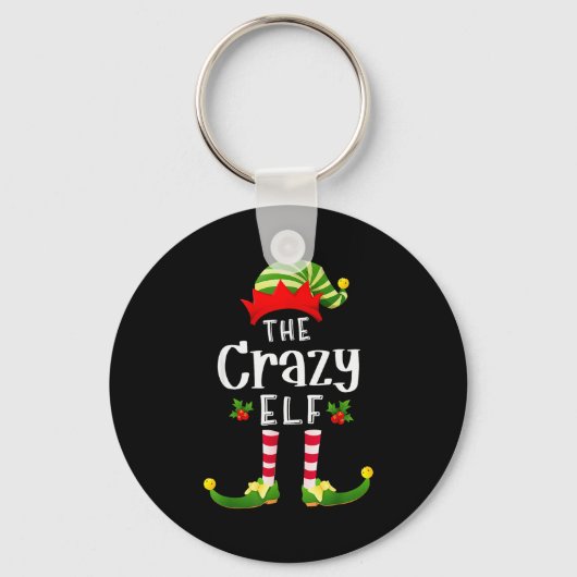 Crazy Christmas Elf Matching Pajama X-mas Party Sleutelhanger (Voorkant)