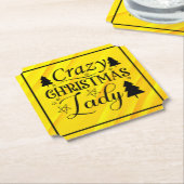 Crazy Christmas Lady-45322 Kartonnen Onderzetters (Gekanteld)