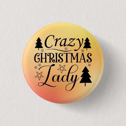 Crazy Christmas Lady-45322 Ronde Button 3,2 Cm (Voorkant)