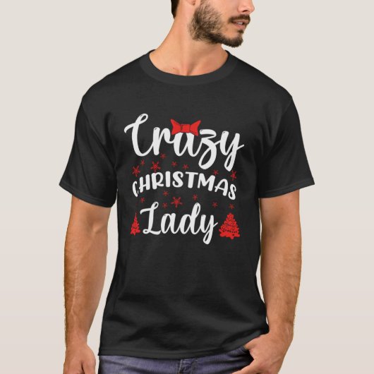 Crazy Christmas Lady Buffalo Plaid Red  Xmas T-shirt (Voorkant)