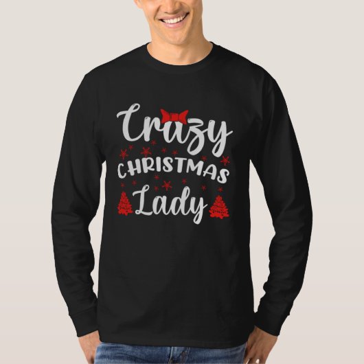 Crazy Christmas Lady Buffalo Plaid Red  Xmas T-shirt (Voorkant)