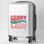 Crazy Christmas Lady Retro Vakantie Grappig Feeste Sticker<br><div class="desc">Omarm je feestelijke kant met deze speelse "Crazy Christmas Lady"-sticker, met retro-bubbelletters in vrolijk rood, groen en roze. Ideaal voor het decoreren van laptops, bagage, cadeauverpakking of feestartikelen, deze vrolijke sticker is een must-have voor iedereen die helemaal uit gaat voor de feestdagen. Maakt een leuke kous stuffer of vakantie partij...</div>