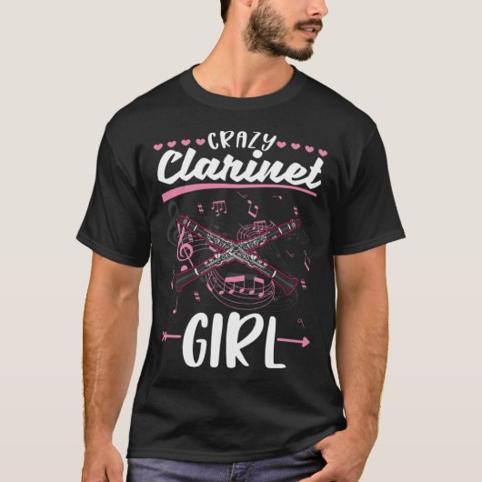 Crazy Clarinet Girl Clarinetist T-shirt (Voorkant)
