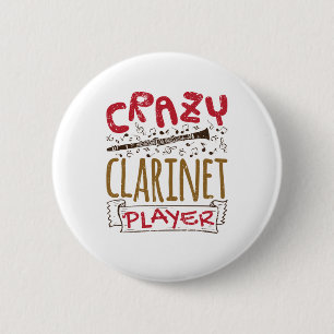Crazy Clarinet Player Clarinetist Ronde Button 5,7 Cm