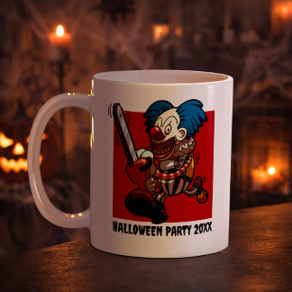Crazy Clown Add The Year Halloween Party Cartoon Koffiemok