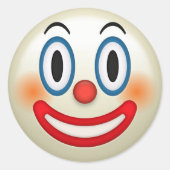 Crazy Clown Emoji Ronde Sticker (Voorkant)