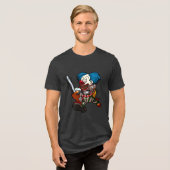 Crazy Clown Halloween Horror Chainsaw Cartoon Tri-Blend Shirt (Voorkant volledig)