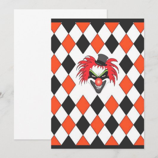 Crazy Clown Halloween Kaart (Voorkant / Achterkant)