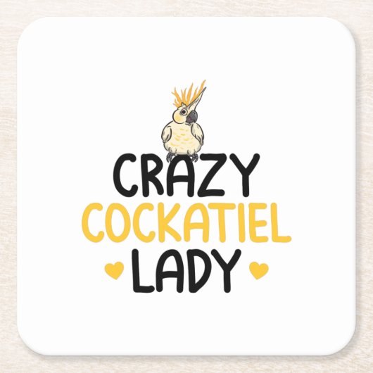 Crazy Cockatiel Lady - Cockatiels Kartonnen Onderzetters (Voorkant)