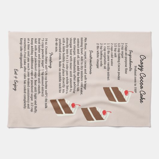 Crazy Cocoa Cake Recipe Kitchen Towel Theedoek (Horizontaal)