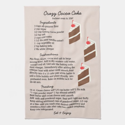 Crazy Cocoa Cake Recipe Kitchen Towel Theedoek (Verticaal)