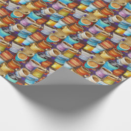 Crazy Coffee Cups Waterverf Patroon Cadeaupapier