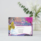 CRAZY COLLAGE Bat Mitzvah Reply Card RSVP Kaartje (Staand voorkant)