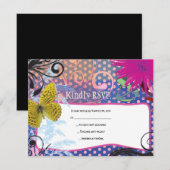 CRAZY COLLAGE Bat Mitzvah Reply Card RSVP Kaartje (Voorkant / Achterkant)