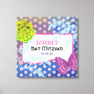 CRAZY COLLAGE Bat Mitzvah Sign-In Memory Board Canvas Afdruk
