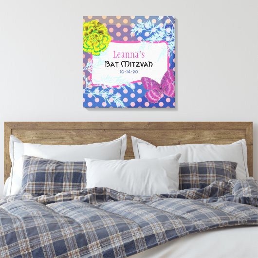 CRAZY COLLAGE Bat Mitzvah Sign-In Memory Board Canvas Afdruk (Insitu (Slaapkamer))