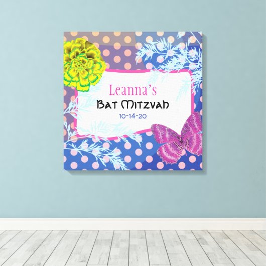 CRAZY COLLAGE Bat Mitzvah Sign-In Memory Board Canvas Afdruk (Insitu (Houten vloer))