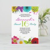 CRAZY COLLAGE Sweet 16 Zestien Uitnodiging (Staand voorkant)