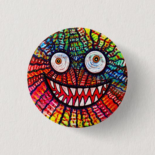 Crazy Colorful Monster Smile Ronde Button 3,2 Cm (Voorkant)