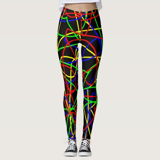 Crazy Colorful Squiggles Leggings (Voorkant)