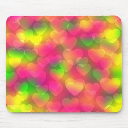 Crazy Colors Heart Bokeh-Computer Mousepad Muismat (Voorkant)