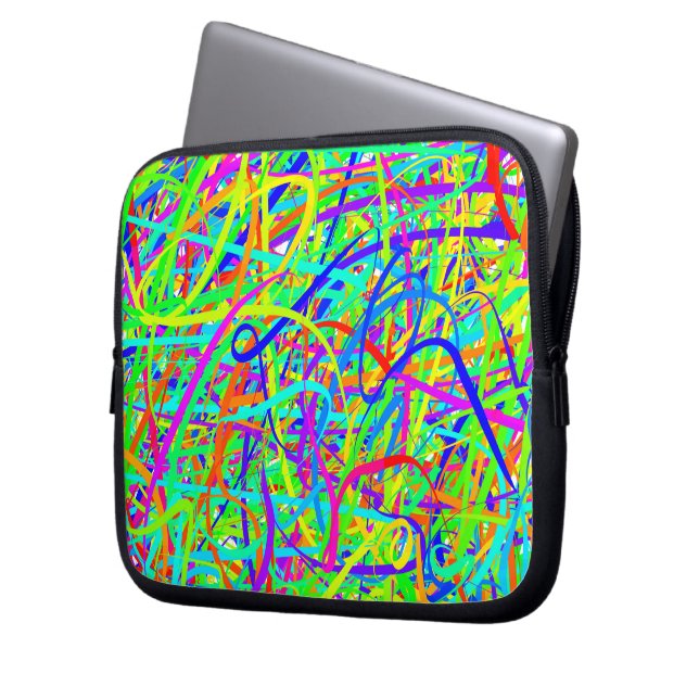 Crazy Colted Lines Laptop Bag Sleeve (Voorkant Links)