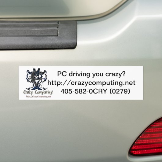Crazy Computing Crazy? Bumpersticker (Op auto)
