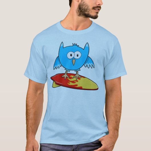 Crazy Cool Surfing Owl T-Shirt (Voorkant)
