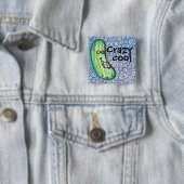 Crazy coole komkommer knop vierkante button 5,1 cm (In situ)