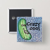 Crazy coole komkommer knop vierkante button 5,1 cm (Voorkant /achterkant)