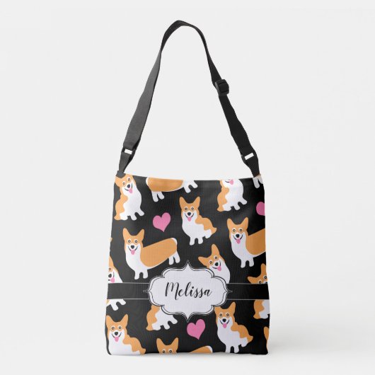 Crazy Corgi Lady Cute Pembroke Welsh Corgis Crossbody Tas (Achterkant)