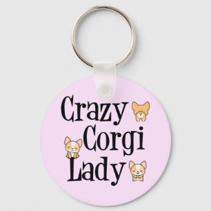 Crazy Corgi Lady Sleutelhanger