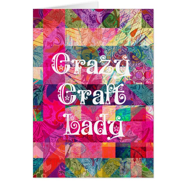 Crazy Craft Lady Colorful Pattern Vibrant Crafting (Voorkant)