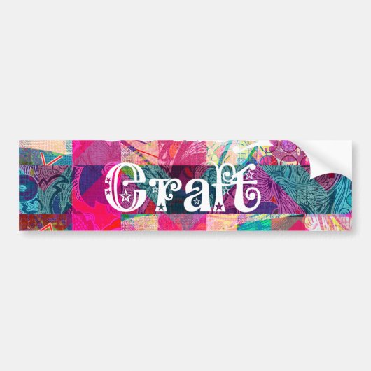 Crazy Craft Lady Colorful Pattern Vibrant Crafting Bumpersticker (Voorkant)