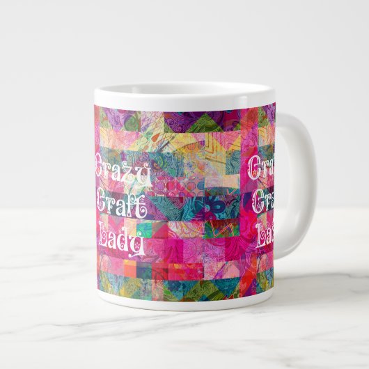 Crazy Craft Lady Colorful Pattern Vibrant Crafting Grote Koffiekop (Voorkant rechts)