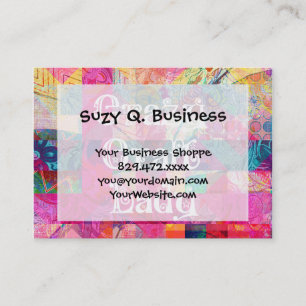 Crazy Craft Lady Colorful Pattern Vibrant Crafting Visitekaartje