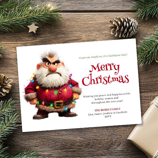 Crazy cranky Santa digital Christmas greeting card Feestdagenkaart